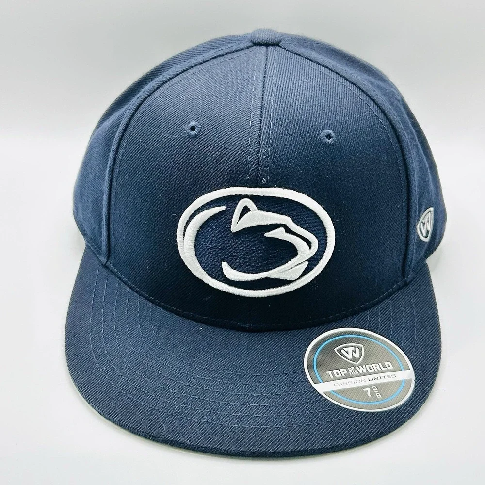 Penn State Nittany Lions Top of the World Logo Fitted Hat Cap 7 3/8 NCAA Blue